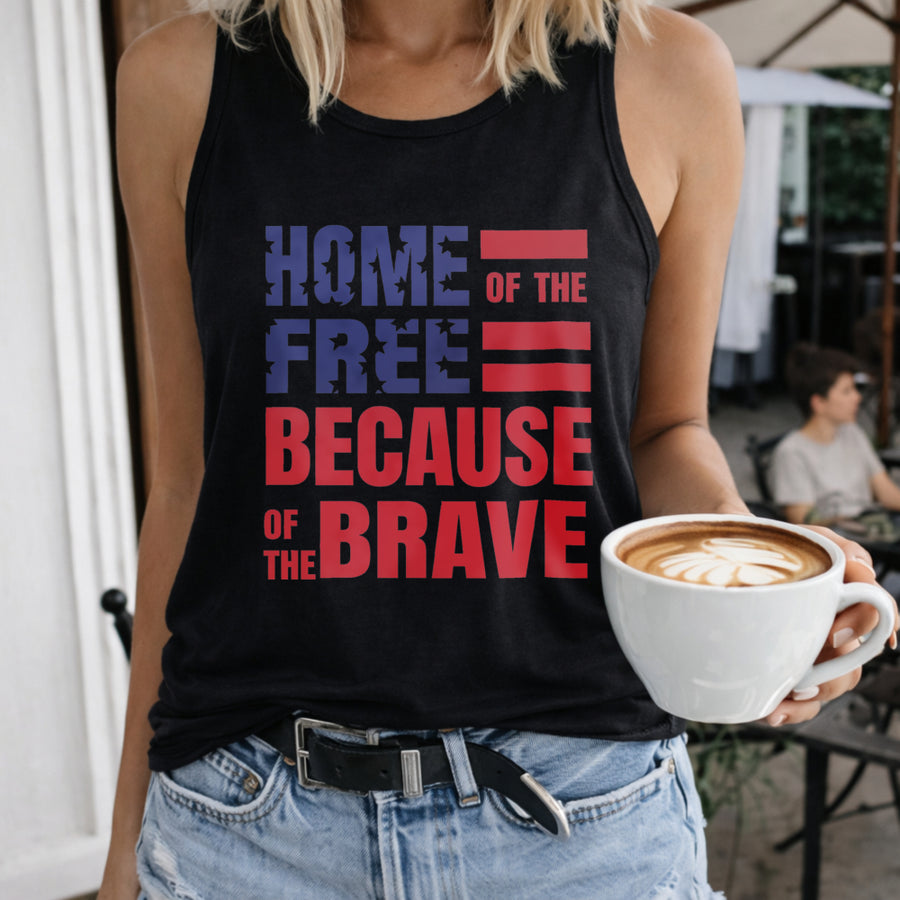 Patriotic 4th of July Women's Color Cotton Tank Top in Black