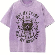 Not My Trash Not My Dumpster Snarky Raccoon Vintage Washed T-Shirt in Purple
