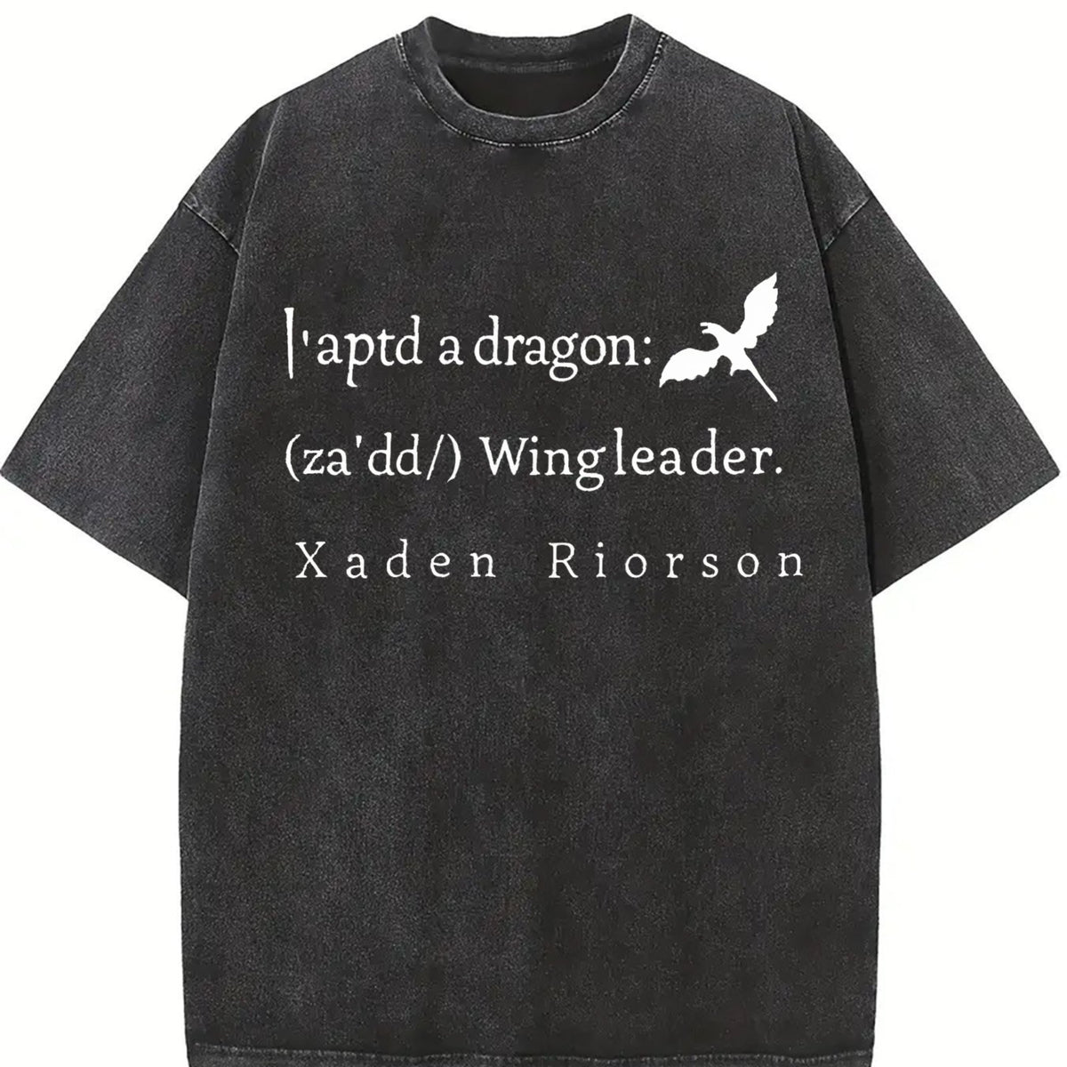 Xaddy Xaden Fourth Wing Iron Flame vintage washed oversized T-shirt in Black