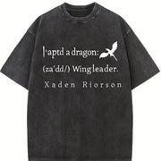 Xaddy Xaden Fourth Wing Iron Flame vintage washed oversized T-shirt in Black