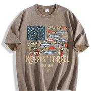 For the Coastal Grandpa & Urban Explorer: Keepin' It Reel Vintage Washed T-Shirt in Brown