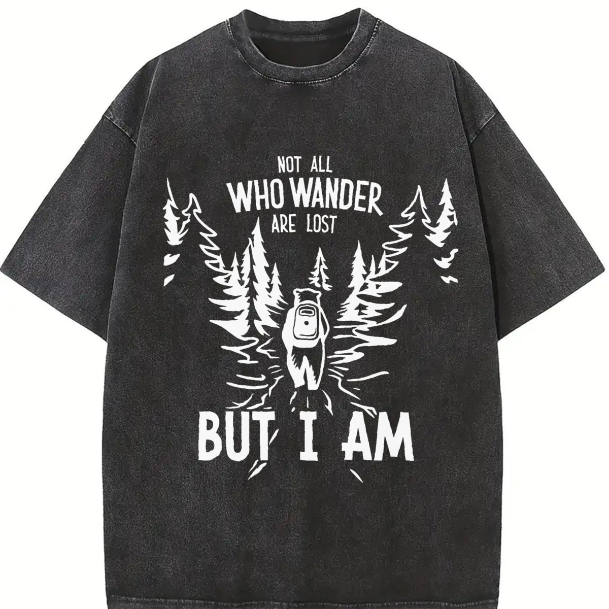 Retro Humor 90s Vintage Washed T-Shirt in Black