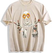 Retro Terrifier Art the Clown Vintage Washed T-Shirt in Beige