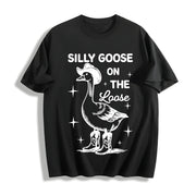 Silly Goose on the Loose Cotton T-Shirt in Black
