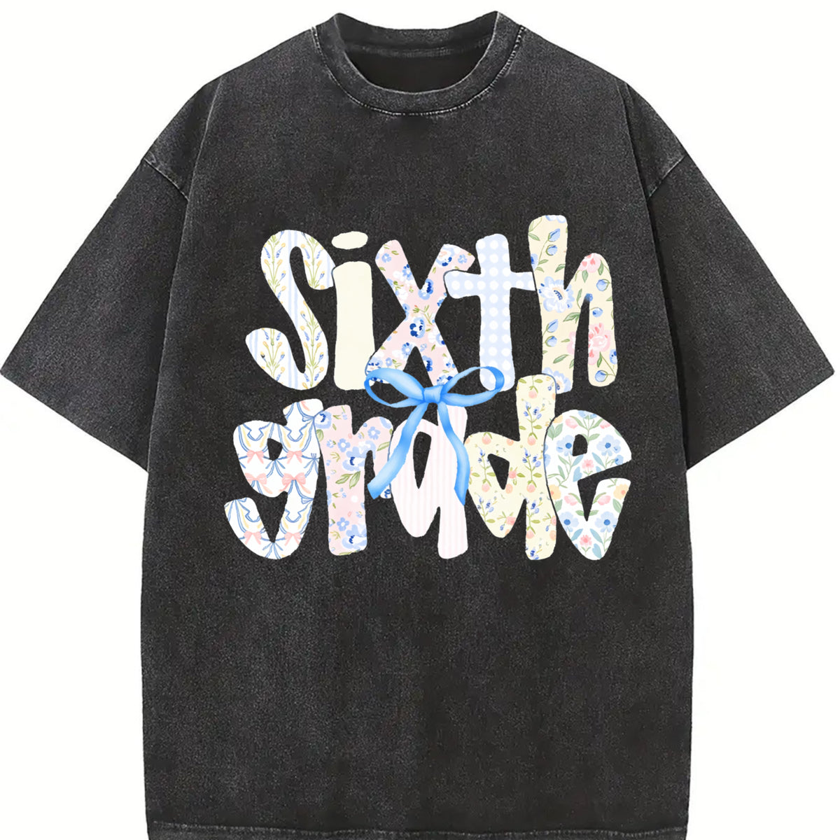 Sixth Grade Teacher Vintage Washed T-Shirt in Black