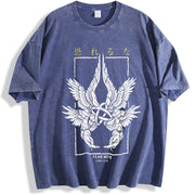 Fear Not Luke 2:10 Seraphim Jesus Christian Gym or vintage washed oversized T-shirt in Blue