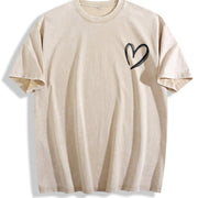 For Formal Urban Distressed Enthusiasts Vintage Washed T-Shirt in Beige