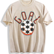 Goal Soccer Vintage Washed T-Shirt in Beige