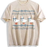 1980s Blue Ribbon Goose With Hearts Ugly Duck vintage washed oversized T-shirt in Beige