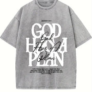 Christian God Has a Plan (Jeremiah 29:11) Front & Back Vintage Washed T-Shirt in Gray