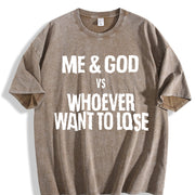 Black with Me and God Vs Whoever Wants to Lose Vintage Washed T-Shirt in Brown