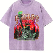 Urban Anarchy Statue of Liberty Vintage Washed T-Shirt in Purple
