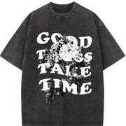 1 Pcs Heavy Adorable Vintage Washed T-Shirt in Black