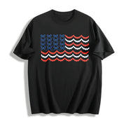 USA Bow Coquette Embroidered Cotton T-Shirt in Black