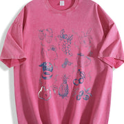 Fruits and Berries Retro 90s Tattoo Vintage Washed T-Shirt in Red