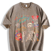 American Vintage Skull Vintage Washed T-Shirt in Brown