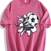 Soccer Ball Wall Smash Vintage Washed T-Shirt in Red