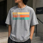 Dad Jokes Champion Vintage Washed T-Shirt in Gray