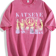 Katseye Kpop Beautiful Chaos Vintage Washed T-Shirt in Red