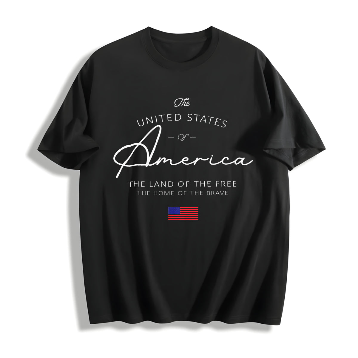 4th of July USA 1776 Cotton T-Shirt in Black
