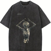 230gsm for Spring Fall Vintage Washed T-Shirt in Black