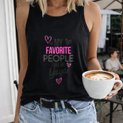 My Favorite People Call Me Yaya Crew-neck Sleeveless Vest Women's Color Cotton Tank Top in Black