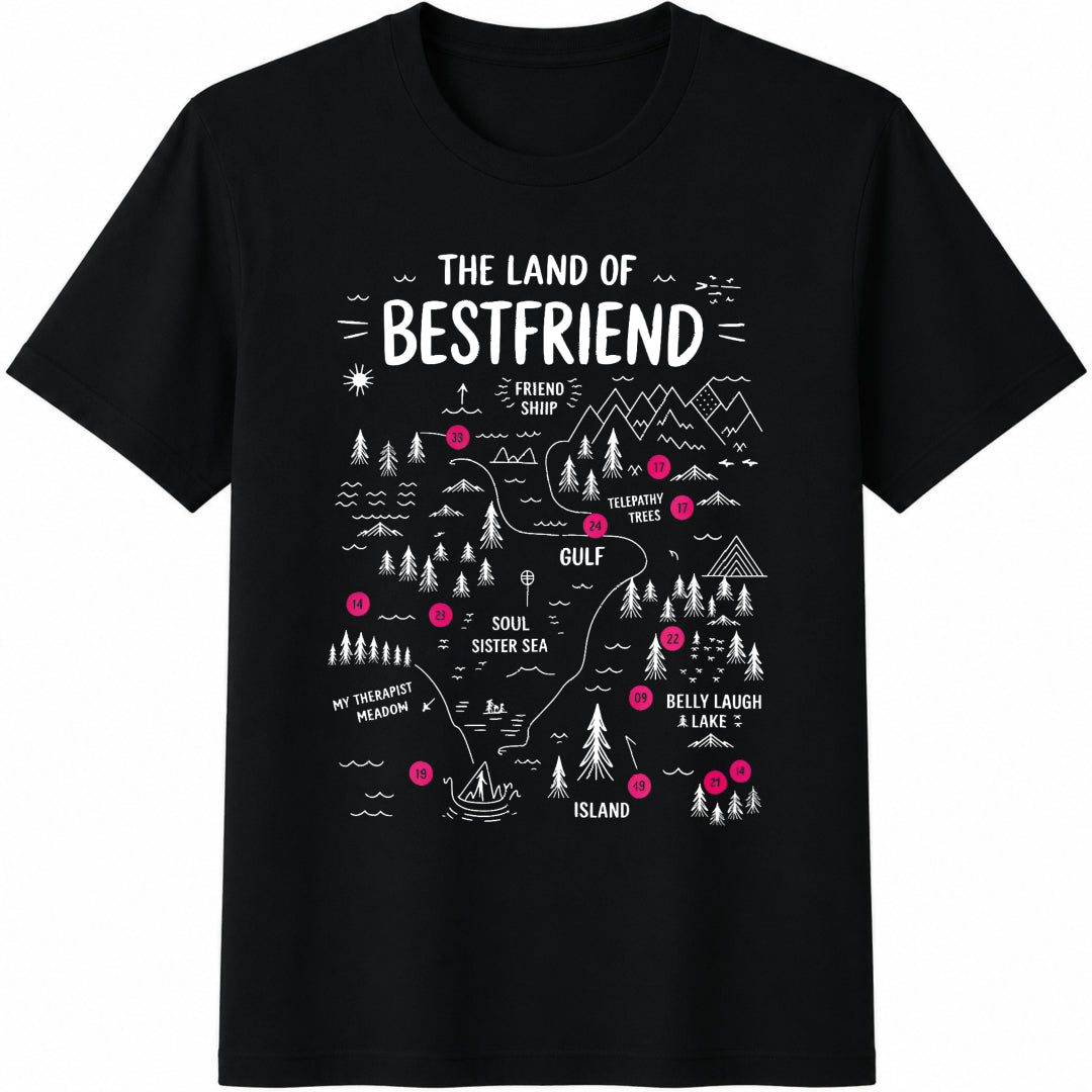 Bestfriend Map • Soul Sister Cotton T-Shirt in Black