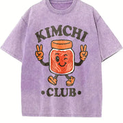 Kimchi Club: Retro Korean Food Mascot for Foodies Vintage Washed T-Shirt in Purple