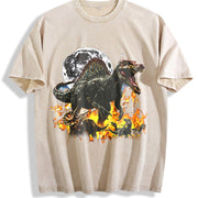Dinosaur 90s Retro Jurassic Spinosaurus Vintage Washed T-Shirt in Beige