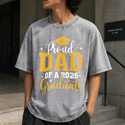 Dad Senior 2026 Proud Dad of a Class of 2026 Graduate Vintage Washed T-Shirt in Gray