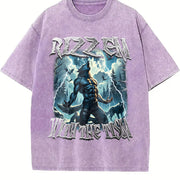 Rizz Em with the Tism Werewolf Vintage Washed T-Shirt in Purple