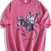 Rat Butterfly Wings Vintage Washed T-Shirt in Red
