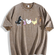 Little Bear Animal Friends Parade vintage washed oversized T-shirt in Brown