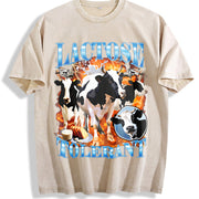 Lactose Tolerant Bootleg Vintage Washed T-Shirt in Beige