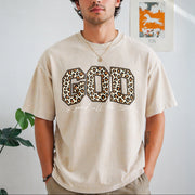 Leopard GOD Good Time Vintage Washed T-Shirt in Beige