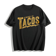 Powered by Tacos Sarcastic Retro for Guys Classic Cotton T-Shirt in Black
