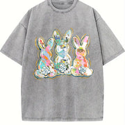 Brushstroke Easter Peter Cottontail vintage washed oversized T-shirt in Gray