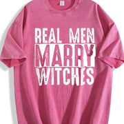 Real Men Marry Witches Vintage Washed T-Shirt in Red