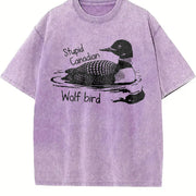 Stupid Canadian Wolf Bird Vintage Washed T-Shirt in Purple