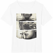 Abstract Black and White Woman Cotton T-Shirt in White