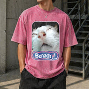 Benadryl Cat Meme Vintage Washed T-Shirt in Red