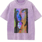 PS2 Ad Campaign Y2k Gaming Vintage Washed T-Shirt in Purple