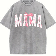 Coquette Bows Mama Vintage Washed T-Shirt in Gray