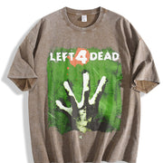 Left 4 Dead New 2008 Grunge Y2K Tapout Affliction Emo Goth Vintage Washed T-Shirt in Brown