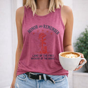 Land of the Free Because of the Brave Women's Color Cotton Tank Top in Red
