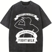 Fight Milk Stretch Vintage Washed T-Shirt in Black