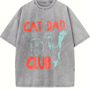 ® Cat Dad Club Back Cat Lover vintage washed oversized T-shirt in Gray