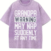 Grandpa Father's Day Papa Vintage Washed T-Shirt in Purple