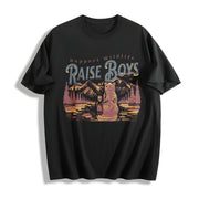 Support Wildlife Raise Boys Cotton T-Shirt in Black