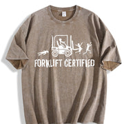 Forklift Certified Vintage Washed T-Shirt in Brown